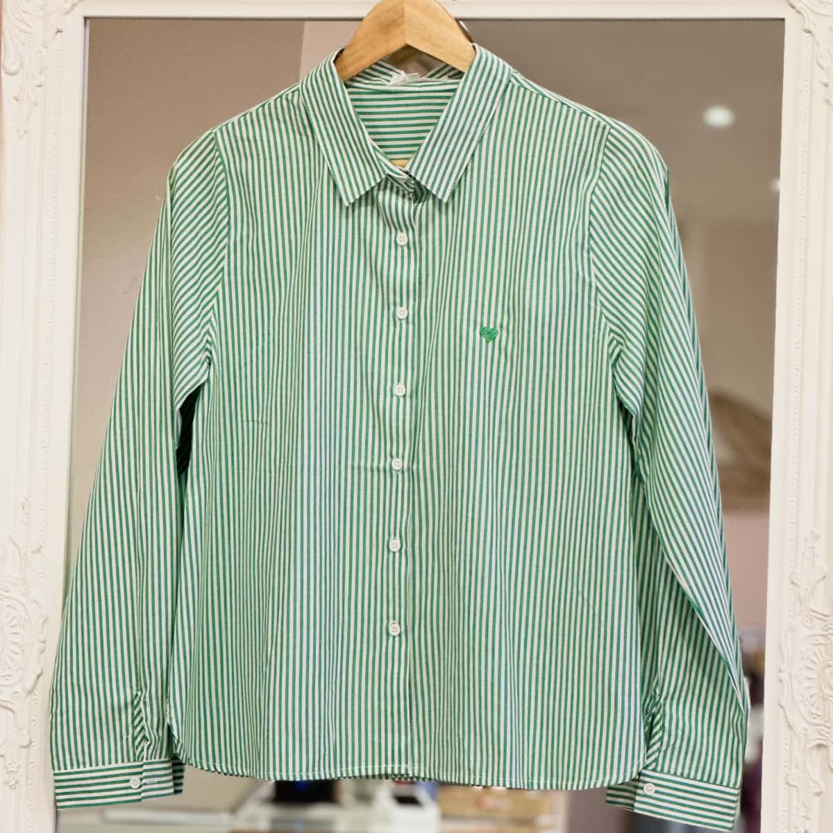 Chemise rayée verte femme