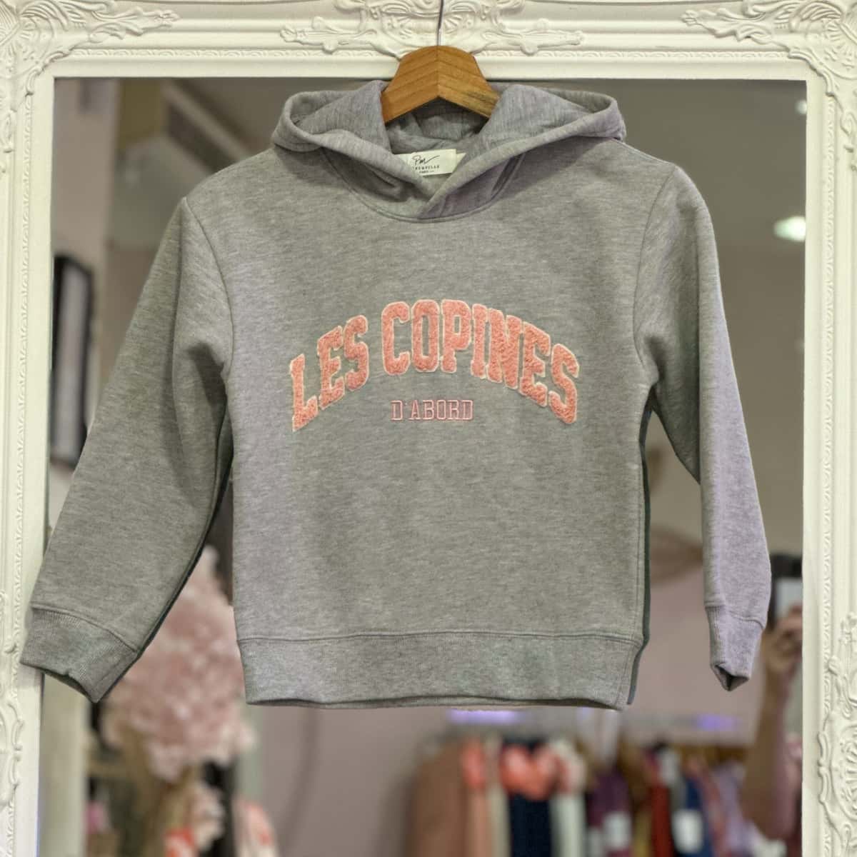Sweat " les copines d'abord "gris junior