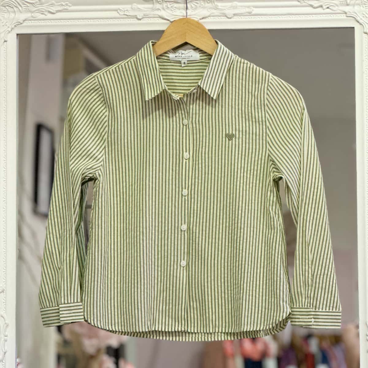 Chemise double rayures vertes junior