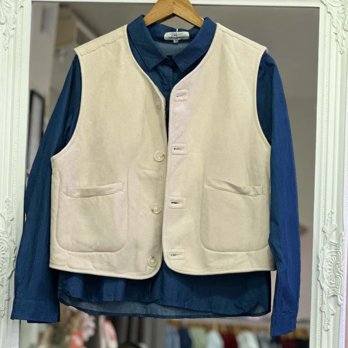 gilet sans manche réversible bouclettes/daim
