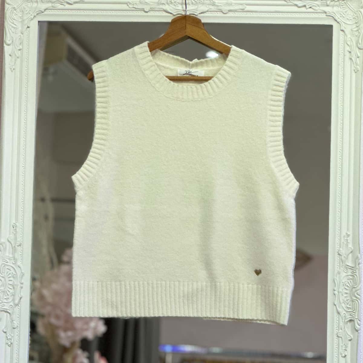 Pull sans manche blanc femme