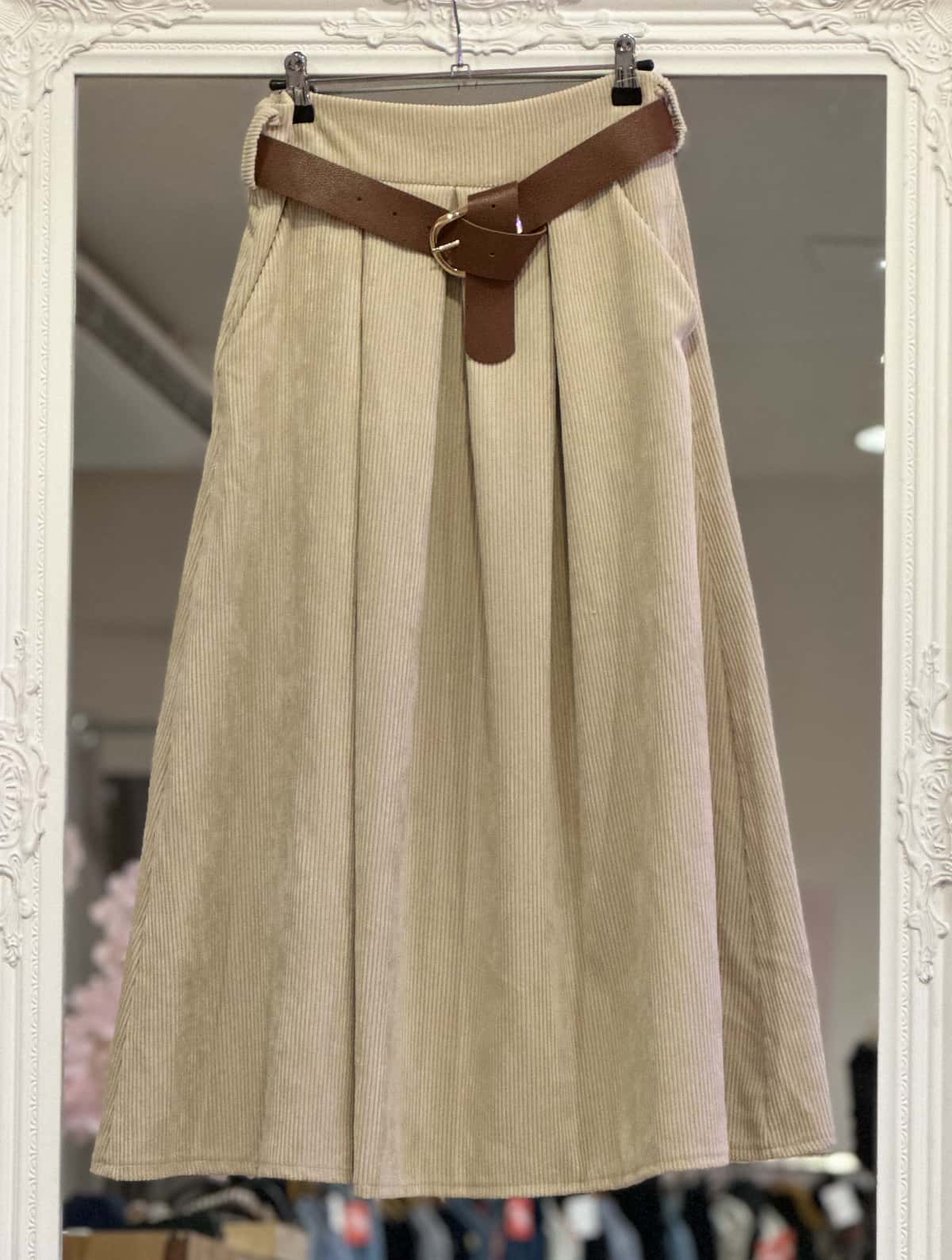 Jupe velour beige