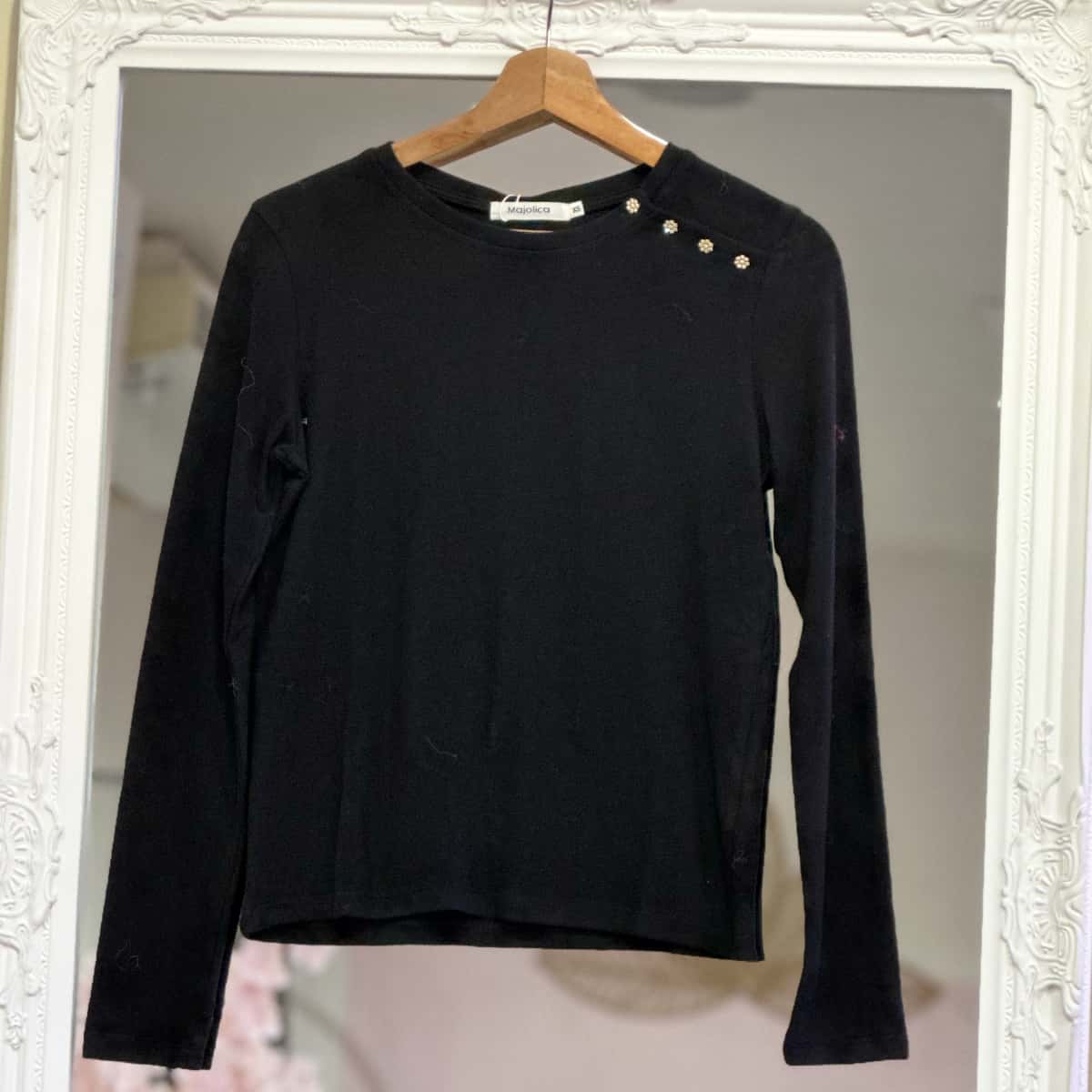 T-shirt manches longues 3 boutons noirs