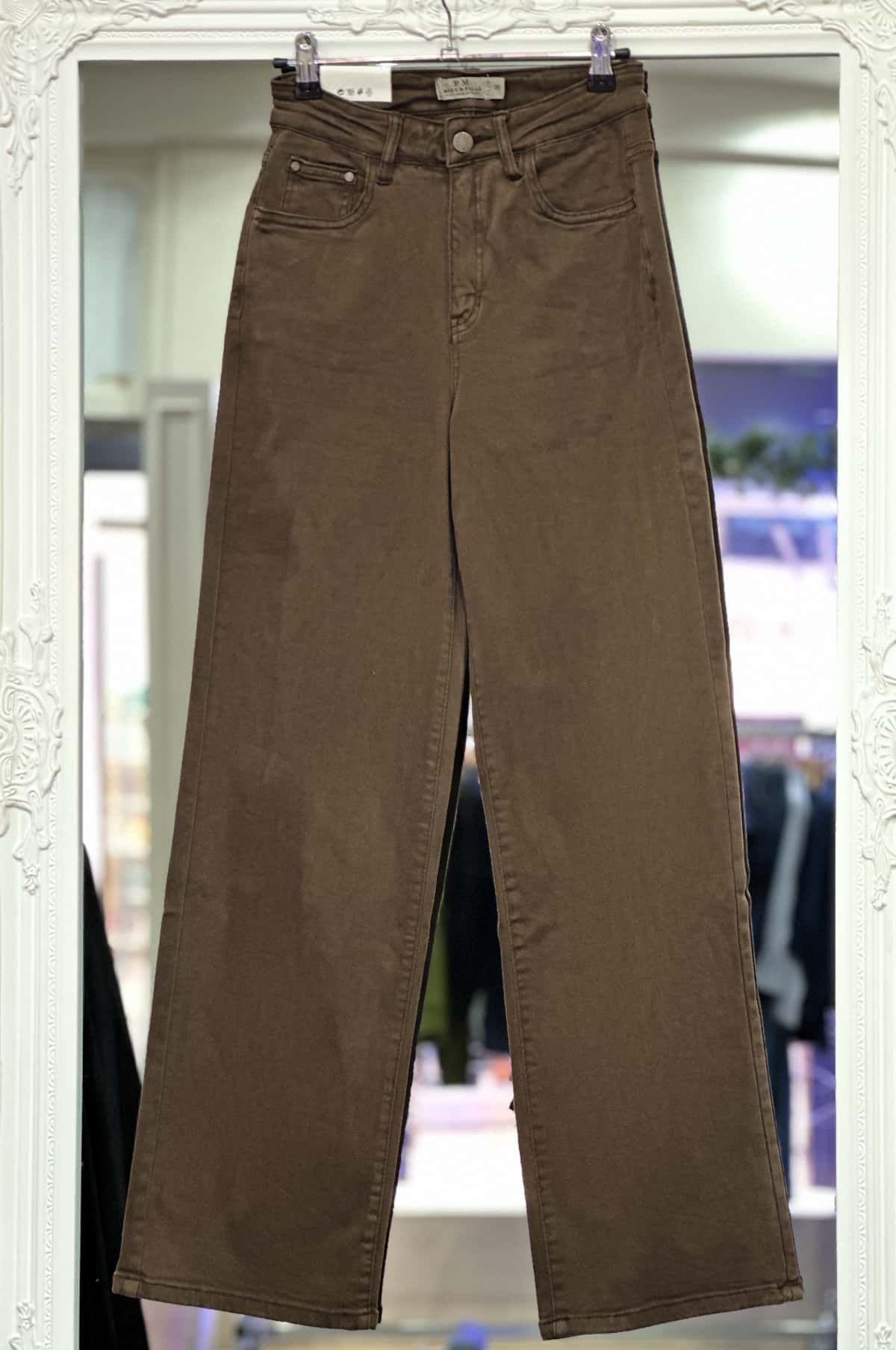 Jean large chocolat femme