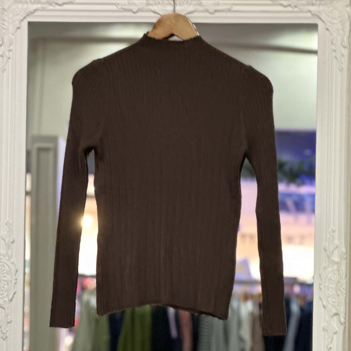 Pull col cheminée marron