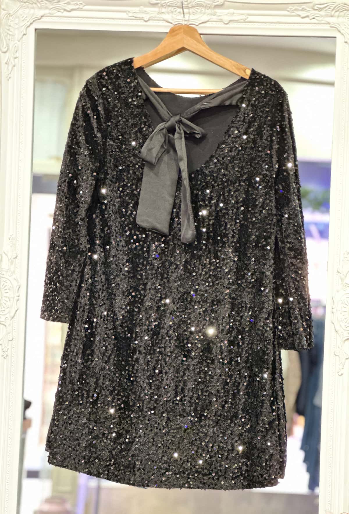 Robe paillettes noir femme
