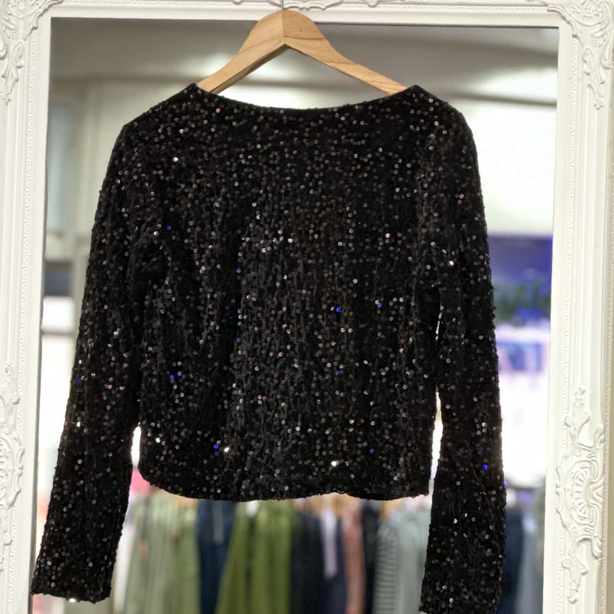 Gilet veste à paillettes noir