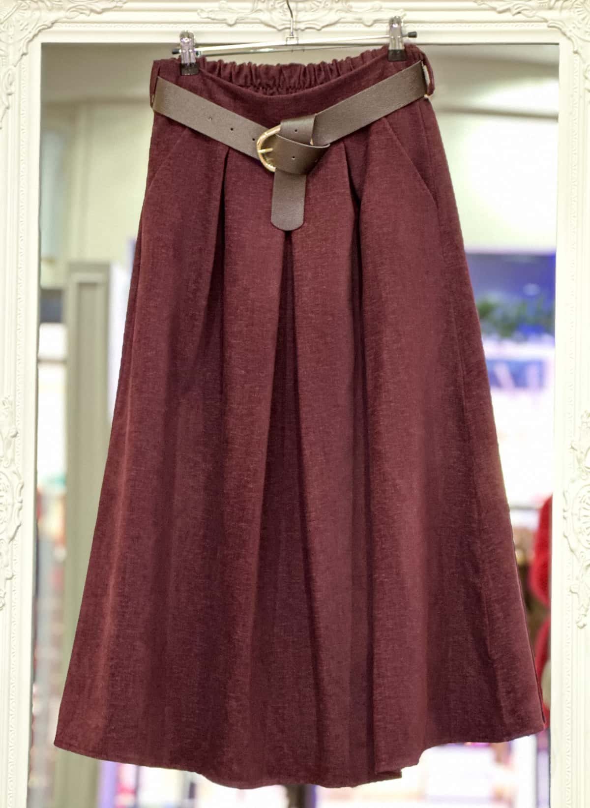 Jupe suédine bordeaux
