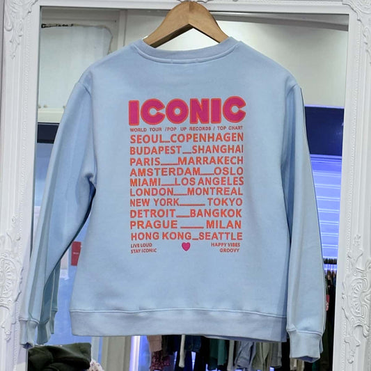 sweat iconic bleu ciel junior