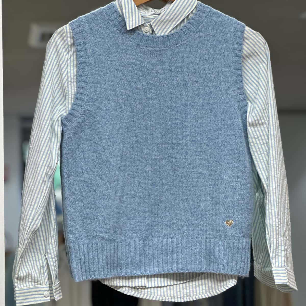 Pull sans manche bleu ciel junior