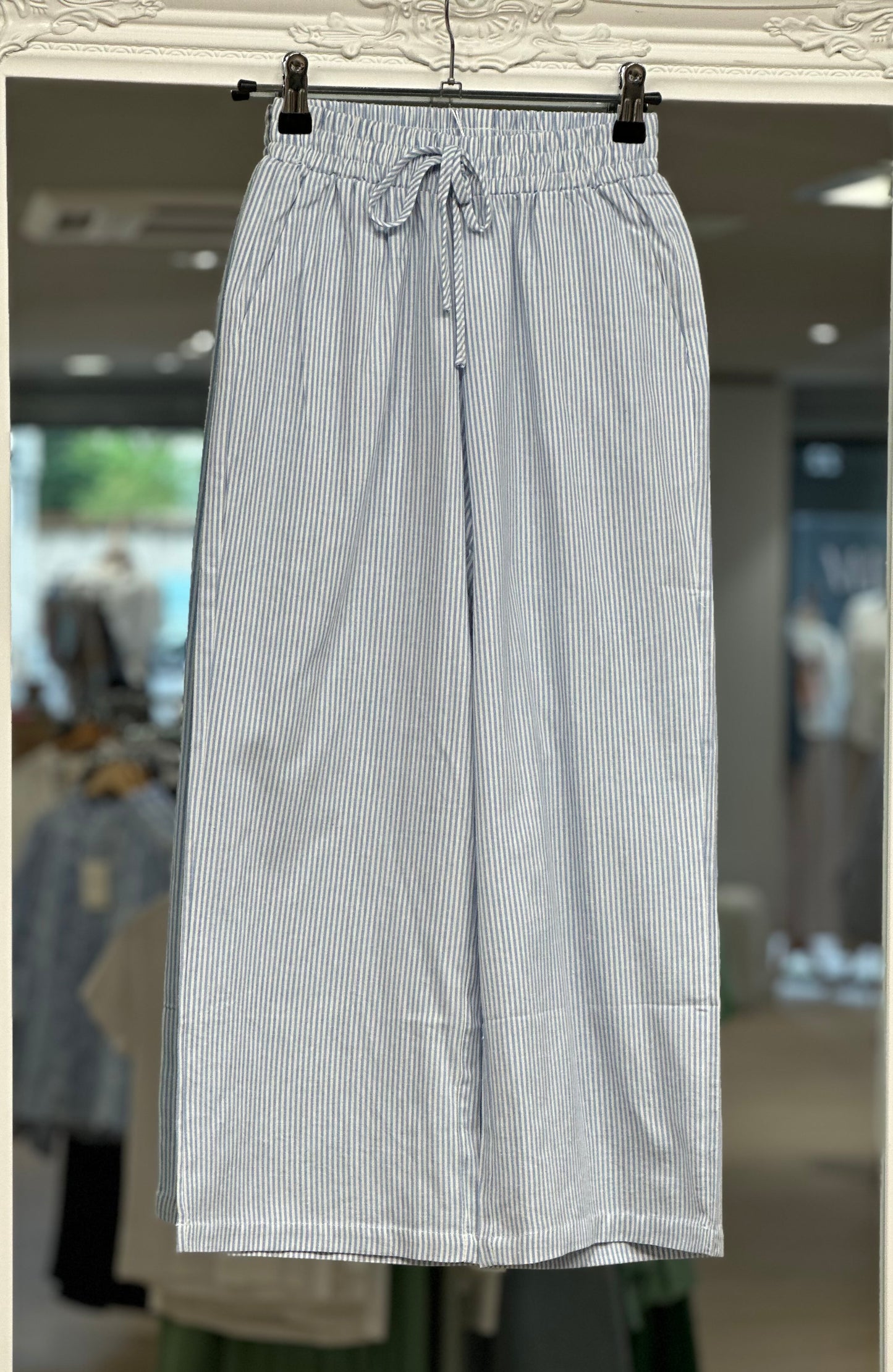 Pantalon coton rayé BLEU junior