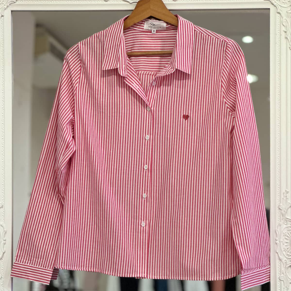 Chemise rayée rouge femme