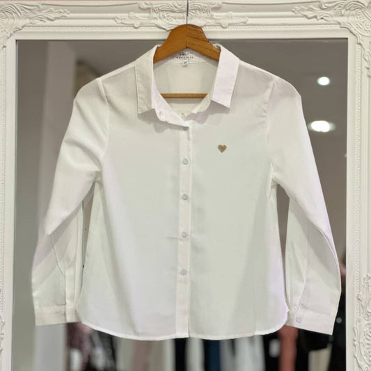 Chemise blanche coeur doré junior