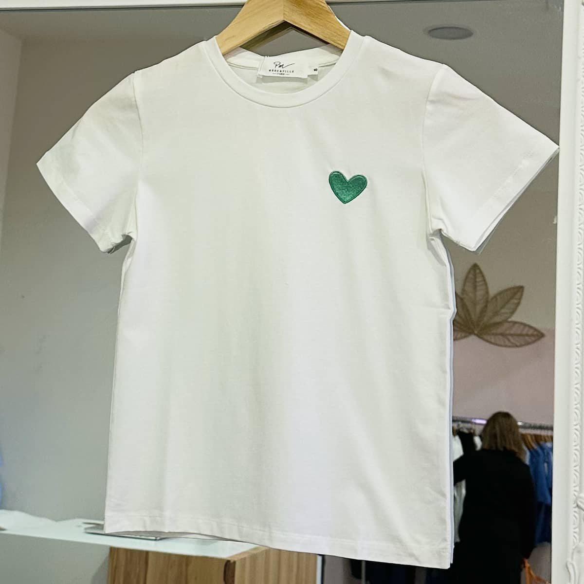 T-shirt cœur vert tendre ENFANT