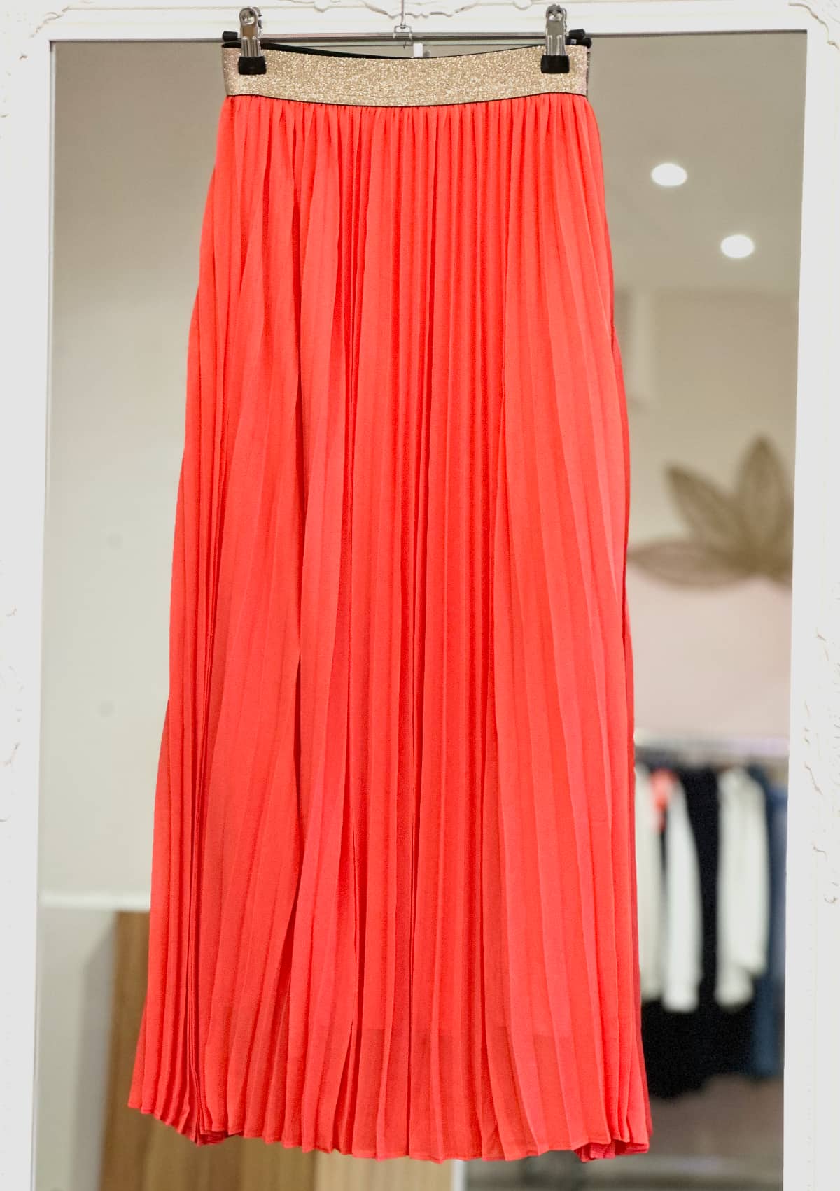 Jupe plissée corail