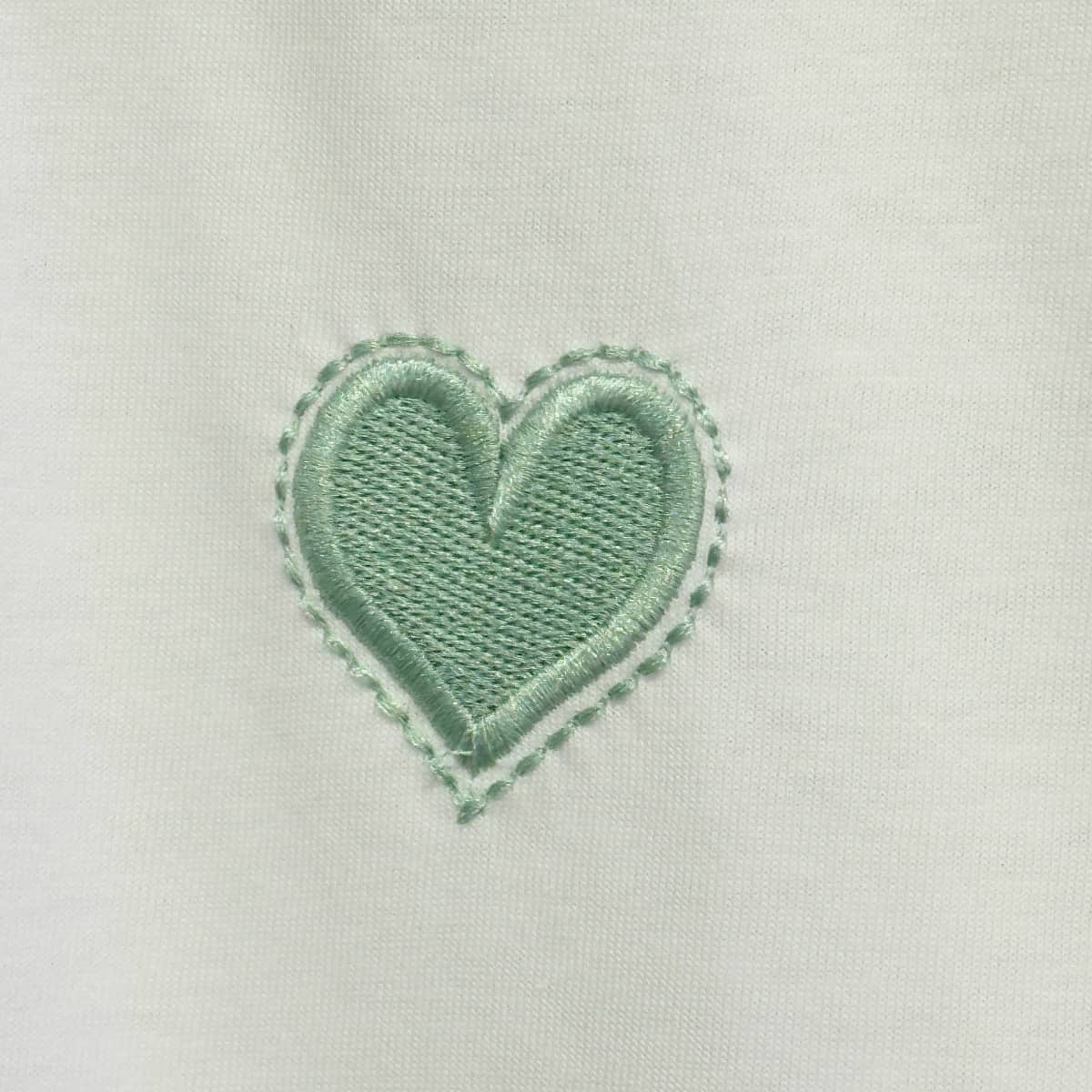 T shirt coeur vert menthe à l'eau