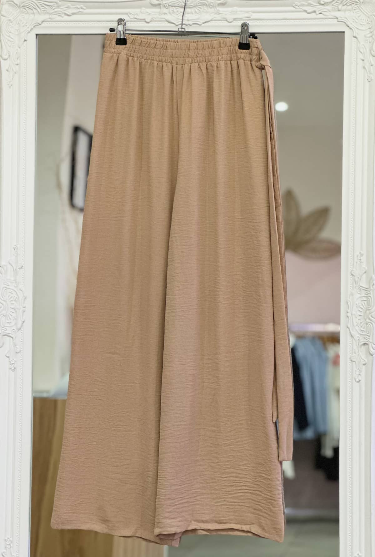 Pantalon fluide beige femme