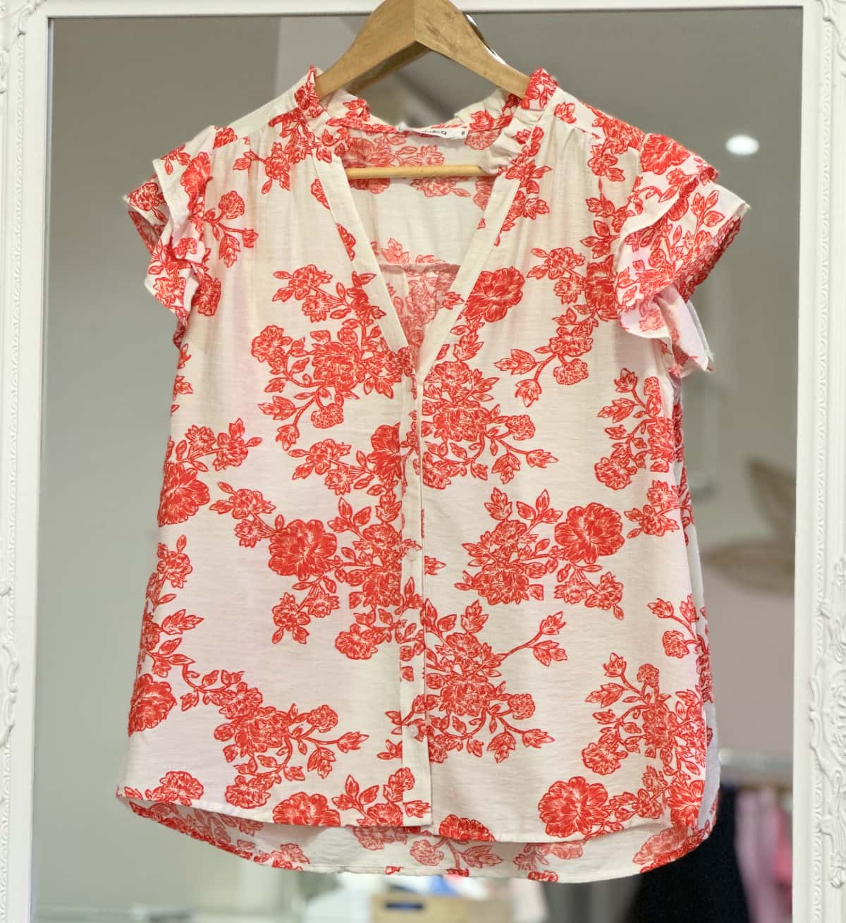 Blouse imprimé floral orange