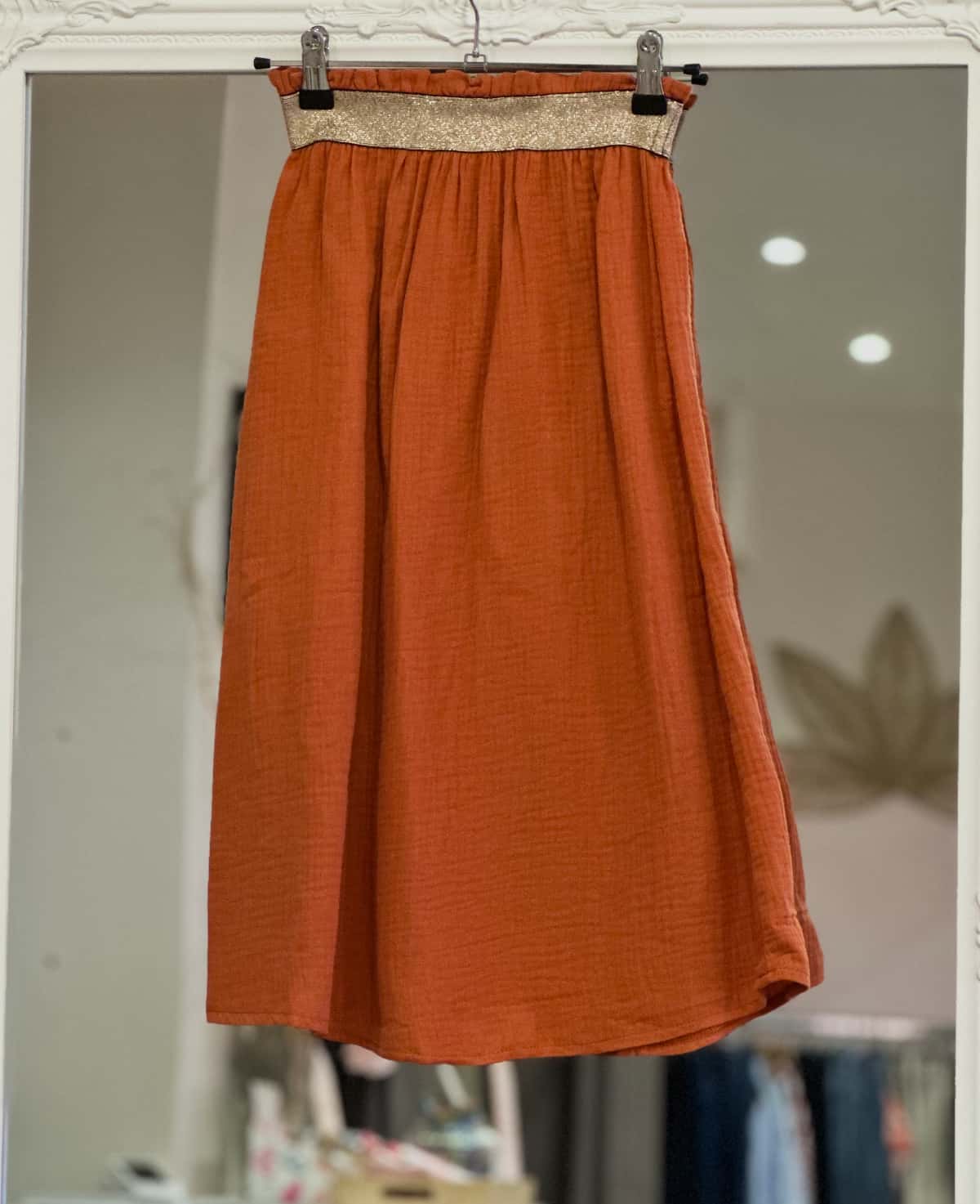 jupe gaze de coton terracota ado