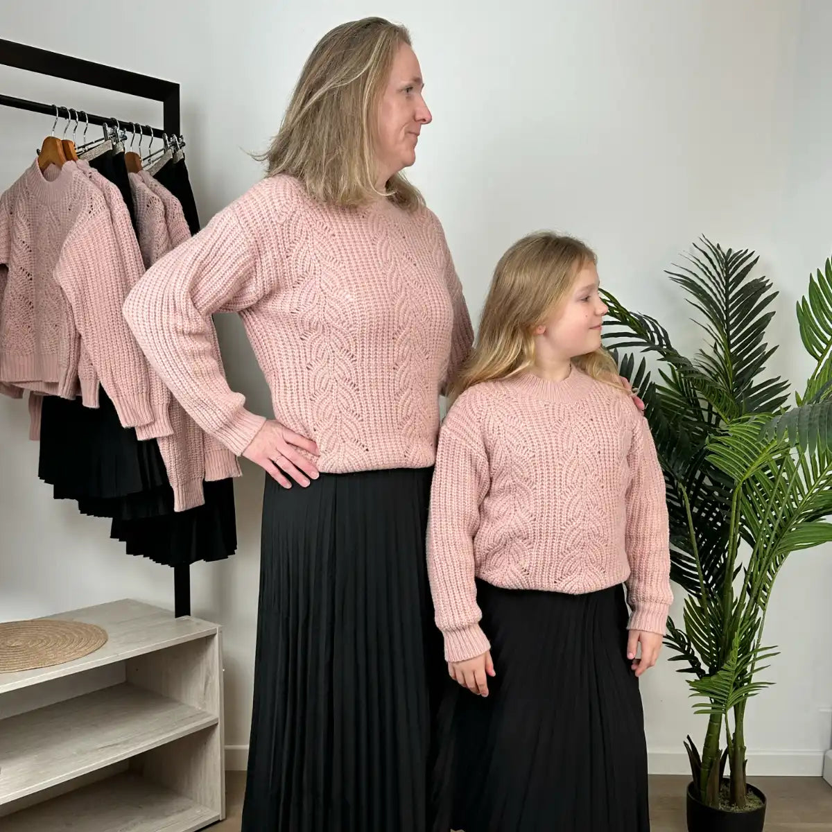 Pull maille rose poudré enfant