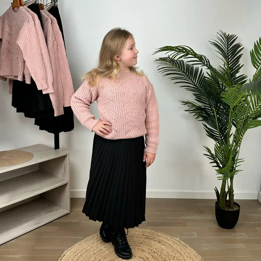 Pull maille rose poudré enfant