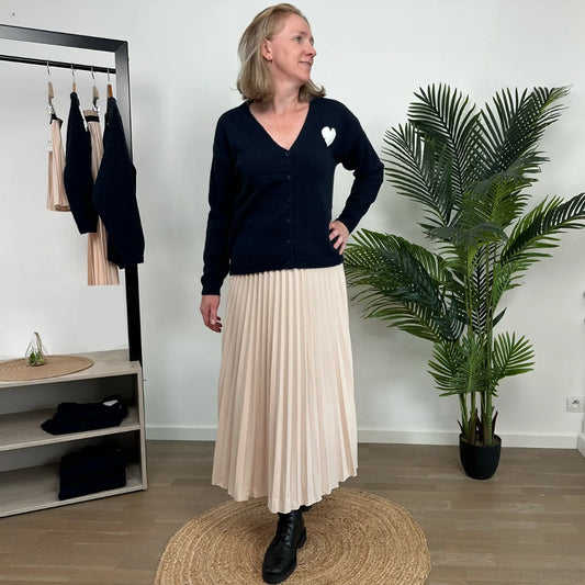 Jupe "plissée" vanille à ceinture pailletée femme