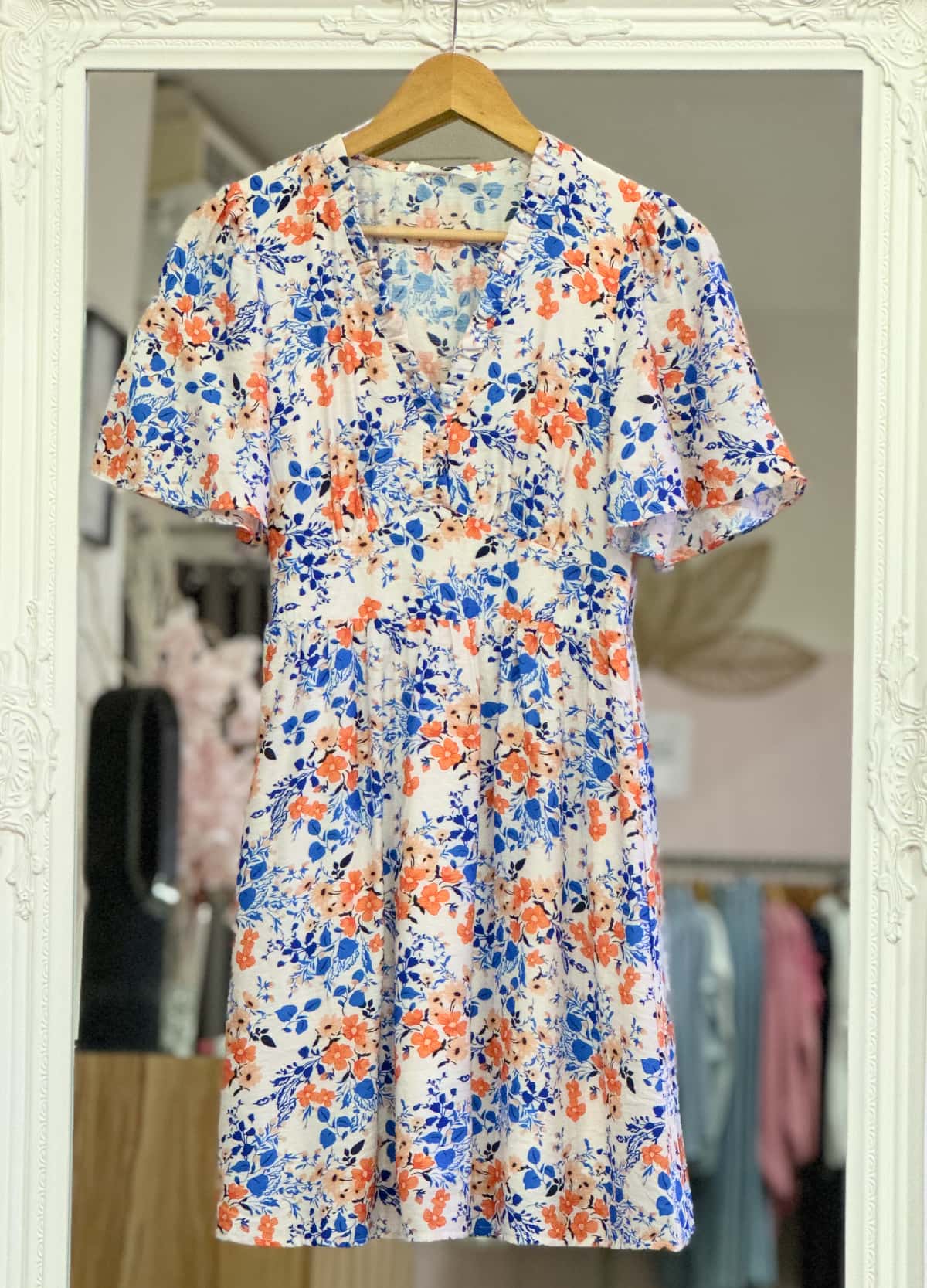 Robe imprimé bleu et orange