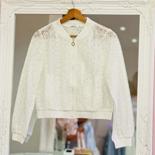 veste coupe bomber en dentelle