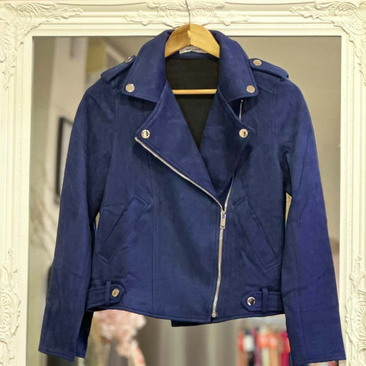 Veste perfecto en suédine bleu