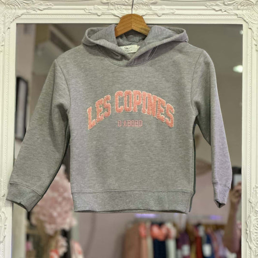 Sweat " les copines d'abord "gris  junior