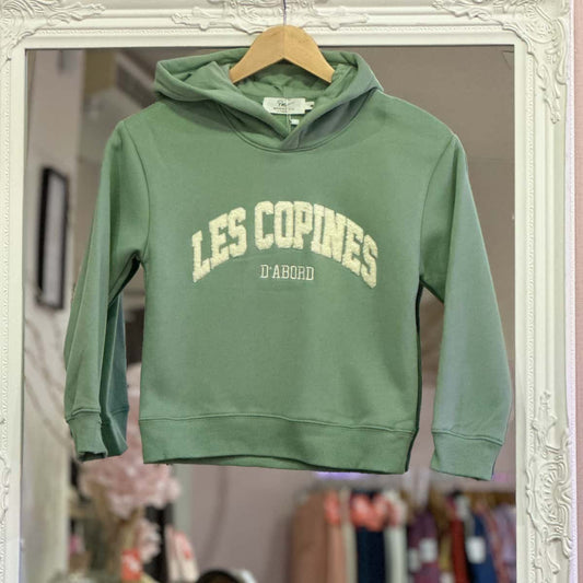 Sweat " les copines d'abord "vert d'eau  junior