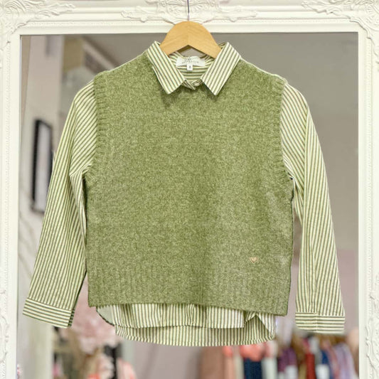 Pull sans manche vert junior