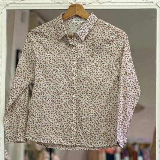 Chemise fleurie beige et orange junior