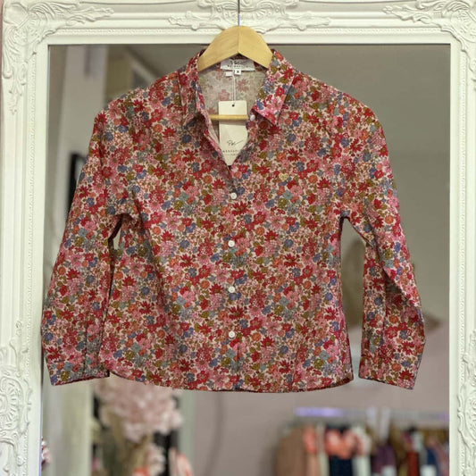 Chemise fleurie rouge