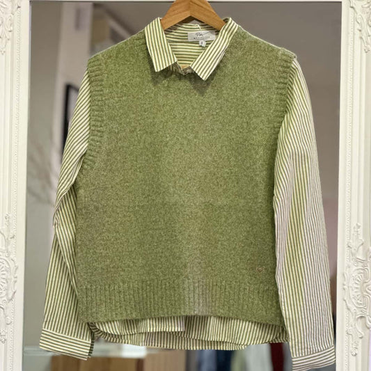 Pull sans manche vert femme