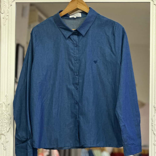 Chemise jean petit coeur bleu