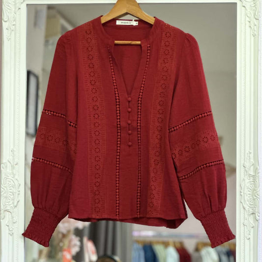 Blouse bordeau femme