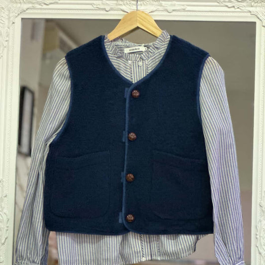 gilet sans manche réversible bouclettes/daim