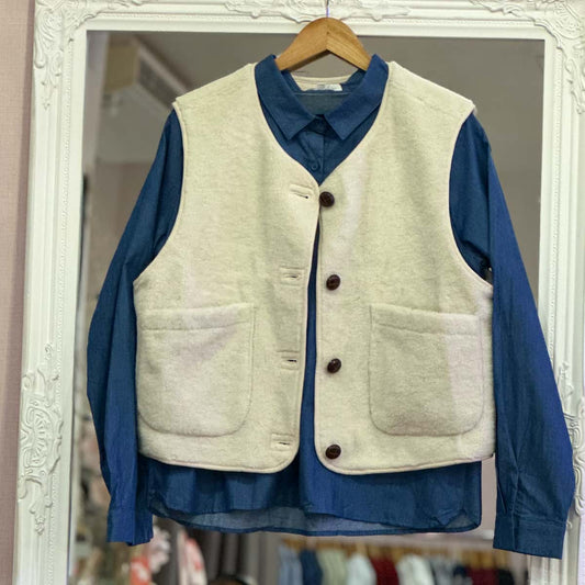 gilet sans manche réversible bouclettes/daim