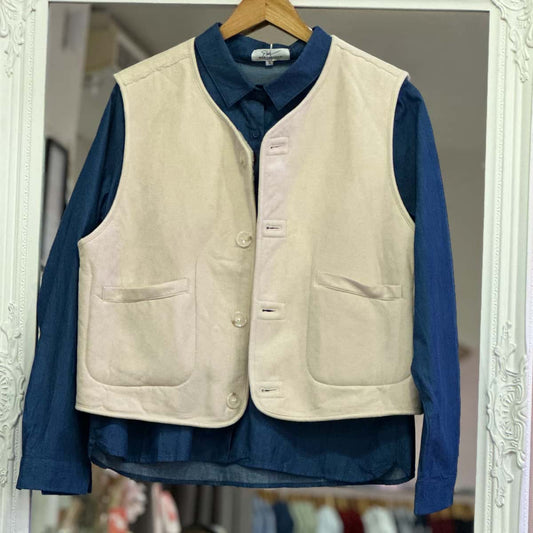 gilet sans manche réversible bouclettes/daim