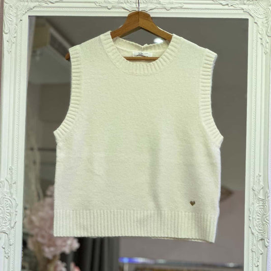 Pull sans manche blanc femme