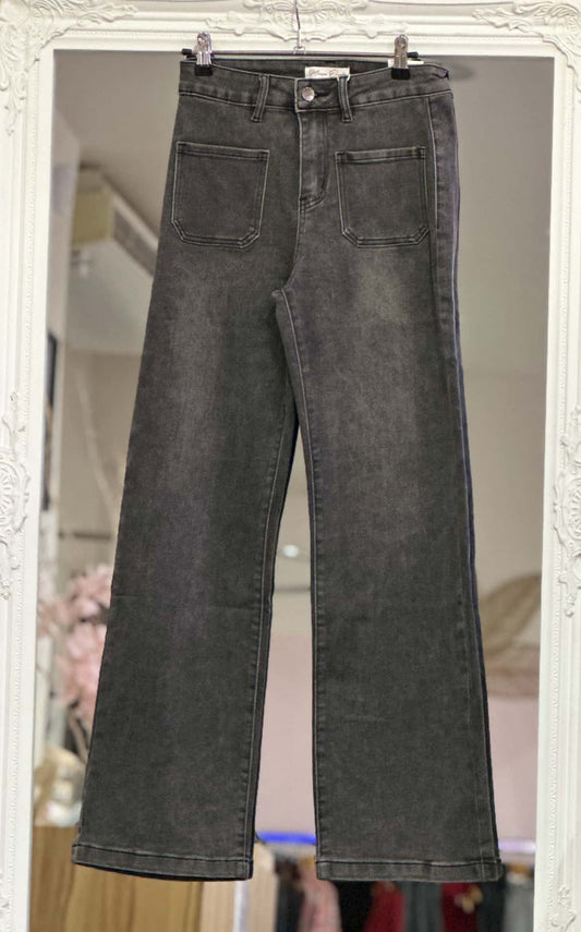 Jean gris poches plaquées