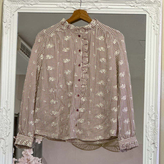 Blouse écru et bordeaux