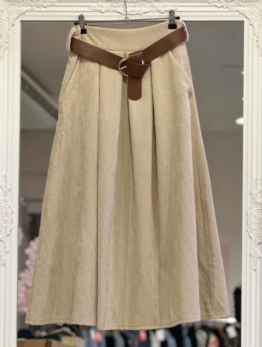 Jupe velour beige