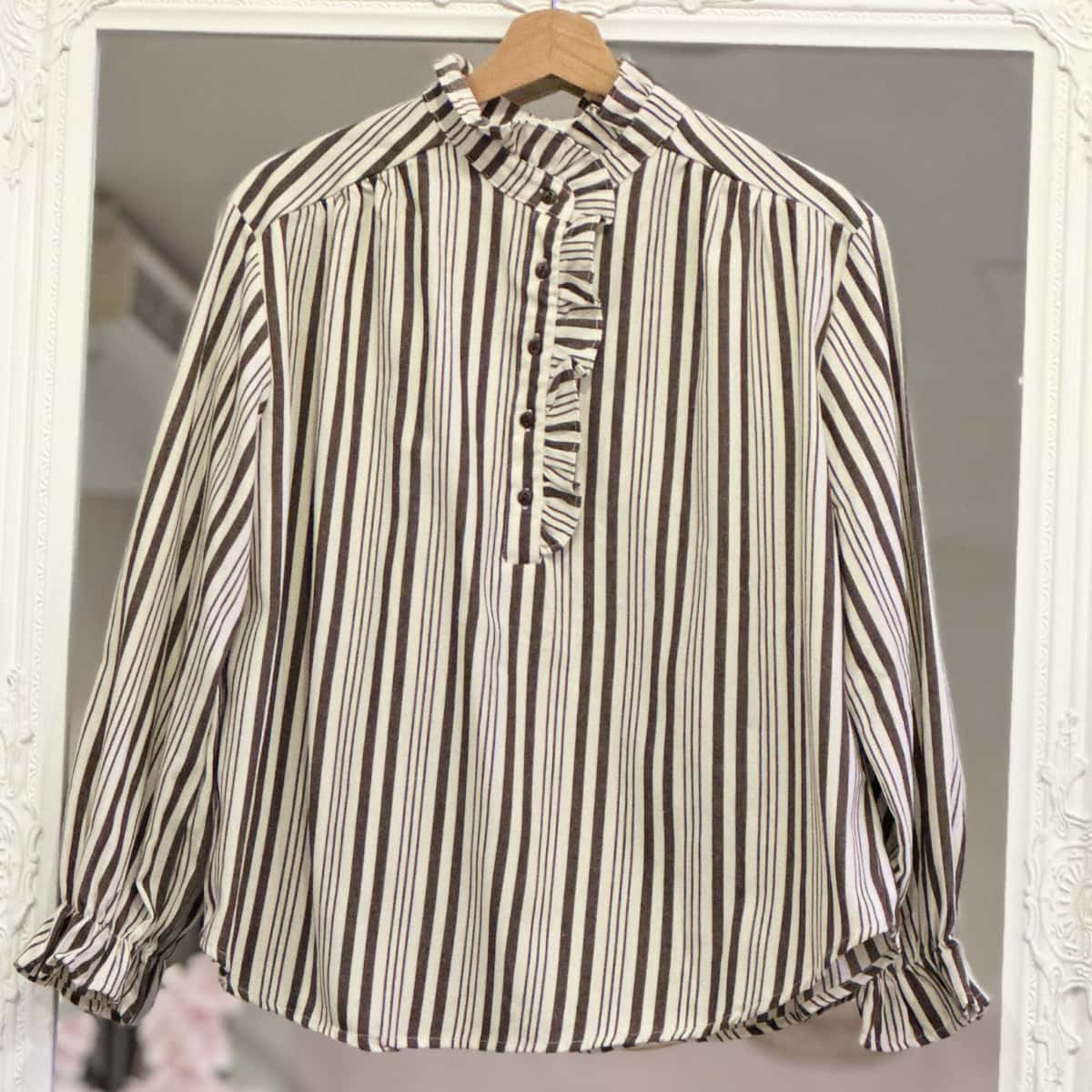 Blouse rayée choco/beige