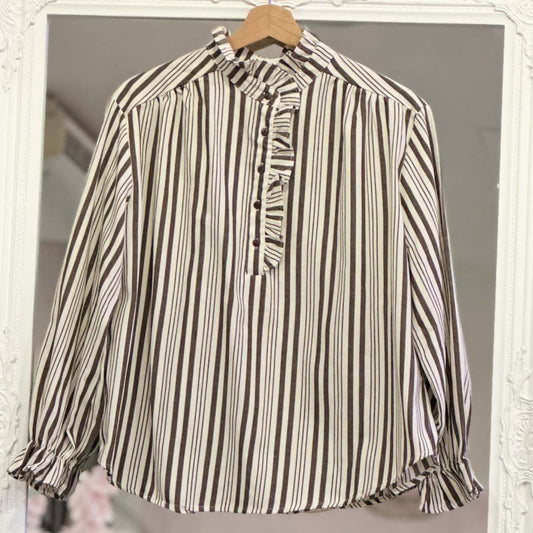 Blouse rayée choco/beige
