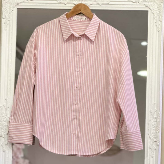 Chemise rayée rose