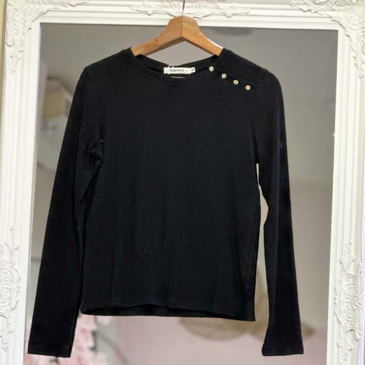 T-shirt manches longues 3 boutons noirs