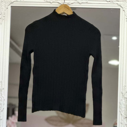 Pull col cheminée noir