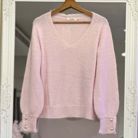 Pull rose col V